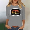 thumbnail image 2 of Birthday Gift Tees For Women Crew Neck 3/4 Length Sleeve Pullover Tops Vintage Casual Loose 1976 Print T Shirts (M, Gray), 2 of 4