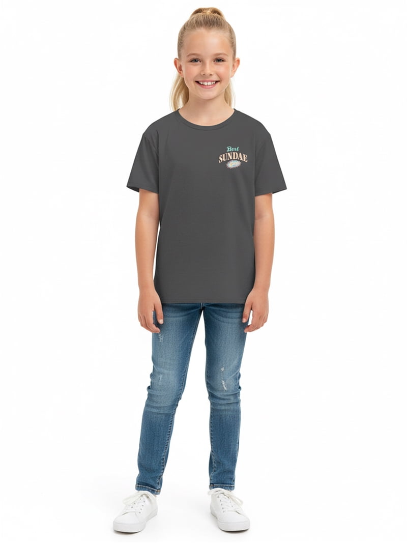 Wonder Nation Girls Best Sundae Ever Graphic T-Shirt with Short