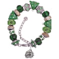 thumbnail image 1 of Silvertone Small Bulldog - Mascot Green Christmas Bead Bracelet, 1 of 4