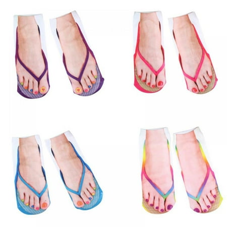 

EFINNY 3D Pattern Socks Flip Flop Print Socks Casual Personalized Flip Flop Socks Low Cut Ankle Socks