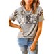 thumbnail image 3 of ABPHQTO Camiseta de manga corta con estampado de leopardo a rayas de conejito de Pascua gris para mujer, 3 of 5