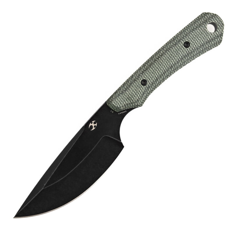 Kansept Flank Fixed Blade Knife,3.69'' Black Stonewashed D2 Blade,Green Micarta Handle Pocket Tactical Knives,G006A4,with sheaths