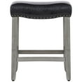 thumbnail image 4 of 24" Inch Upholstered Saddle Seat Bar Stool, Antique Gray/Leather, 4 of 5