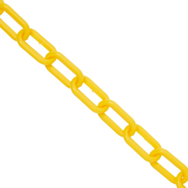 Stockroom Plus 100 Foot Yellow Plastic Safety Chain, Weatherproof Barrier Links for Fence, Gate, Crowd Control (1.5 inch Links)
