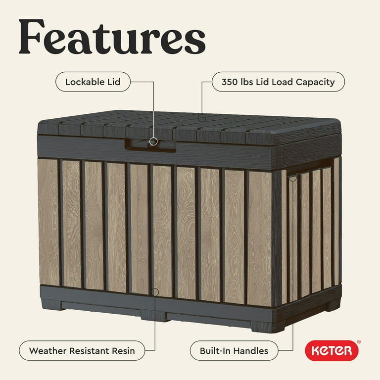 訳アリ特価　KETER DECK BOX ケター 454L Keter Kentwood 50 Gallon Resin Deck Box-Organization and Storage