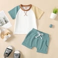 thumbnail image 6 of Kids Clothes Boys Toddler Baby Summer Outfits Children's Spring Cotton Color Block Short Sleeved Running Suit 12 18 24 Month 3T 4T 5T Shorts Outfit Set Tops T-shirt+Shorts Pajamas Two Pieces, 6 of 7