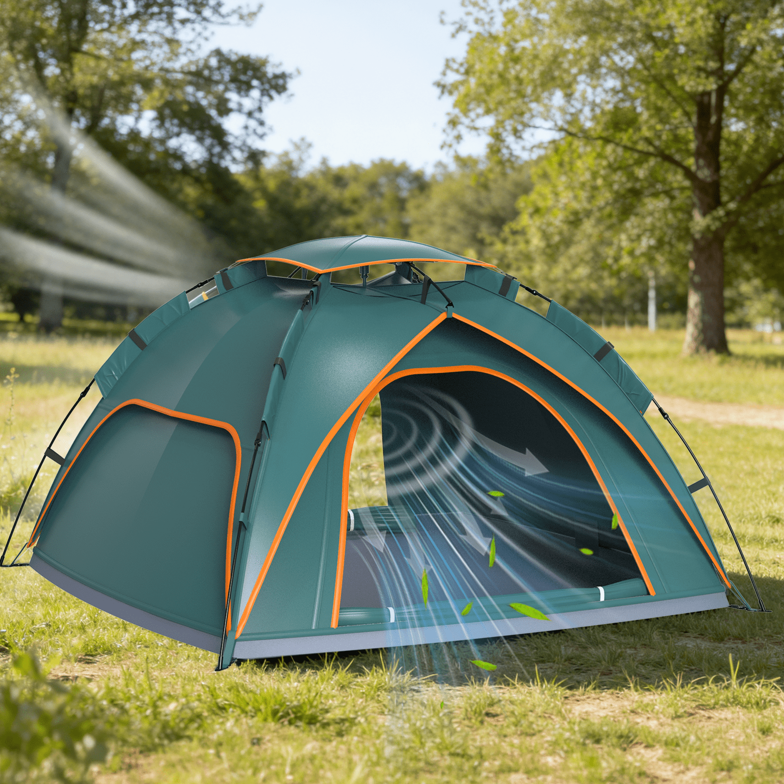 Yacona 2-3 Person Tents for Camping, Instant Pop up Tent for Outdoor Hiking Backpacking, Waterproof, Green