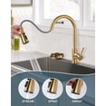 thumbnail image 2 of Wowow Kitchen Faucet with Glass Rinser: WOWOW Stainless Steel Kitchen Sink Faucet and Cup Rinser Combo for Kitchen Sink 2 or 4 Hole, Gold, 2 of 7