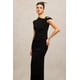 thumbnail image 3 of Vestido Jikisy sin mangas con pliegues asimétricos maxi negro, 3 of 6