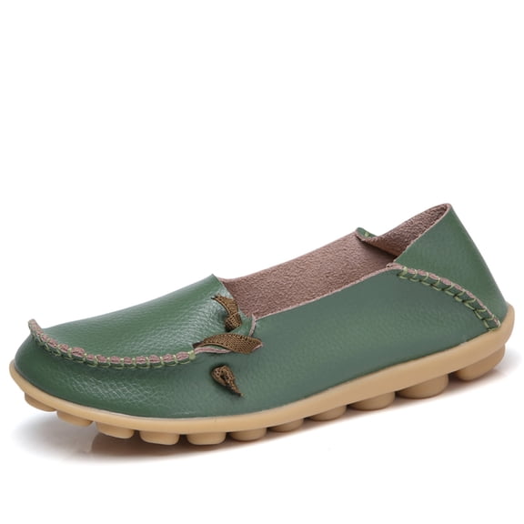 BLTIBY Loafers for Women Penny Shoes Comfortable Slip On Casual Ladies Fashion Moccasins Lightweight Round Toe Driving Flats Boat Shoes Army Green 35