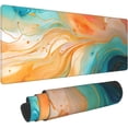 thumbnail image 2 of Orange Teal Marble Mouse Pad - Marbled Design Gaming Mouse Pad 31.5x11.8 Inch Colored Marbling Print Desk Mat Extended Mousepad for Work Game Office Home, 2 of 6