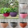thumbnail image 2 of European Style Braid Pattern Imitation Rattan Hanging Hanging Plastic Resin Flower Pot Hanging Pot Indoor Hanging Basket (Khaki), 2 of 7
