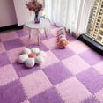 thumbnail image 2 of 16pcs 0.6" Thickened Interlocking Tile Mats,Fluffy Shaggy Soft EVA Foam Area Rug for Living Room & Bedroom,Non-Slip Protective Floor Carpet Play Mat Kids Baby Dorm Home Decor (11.8ft, Purple), 2 of 15