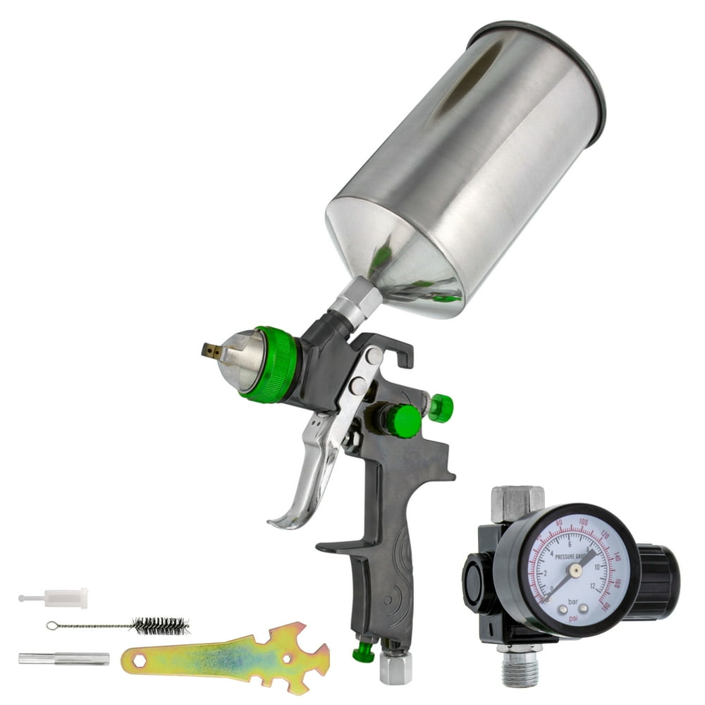 New 2.5mm HVLP Gravity Feed SPRAY GUN w/ REGULATOR Auto Paint Primer
