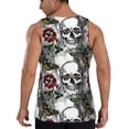 thumbnail image 3 of Xecao Skulls Roses Men's Tank Top Workout Quick Dry Sleeveless Gym Jogging Muscle Shirts Summer Swim Beach Tops, 3 of 9