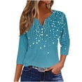 thumbnail image 2 of Babysbule 3/4 Sleeve Floral Printed Thin Button-Down V-neck Blouse & Top, Women's, 2 of 6