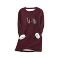 thumbnail image 2 of Christmas Sherpa Sweater Women Plus Size,Womens Warm Sherpa Fleece Sweatshirt Winter Fuzzy Sweater Christmas Print Crewneck Pullover Fluffy Thermal Underwear Loungewear, 2 of 6