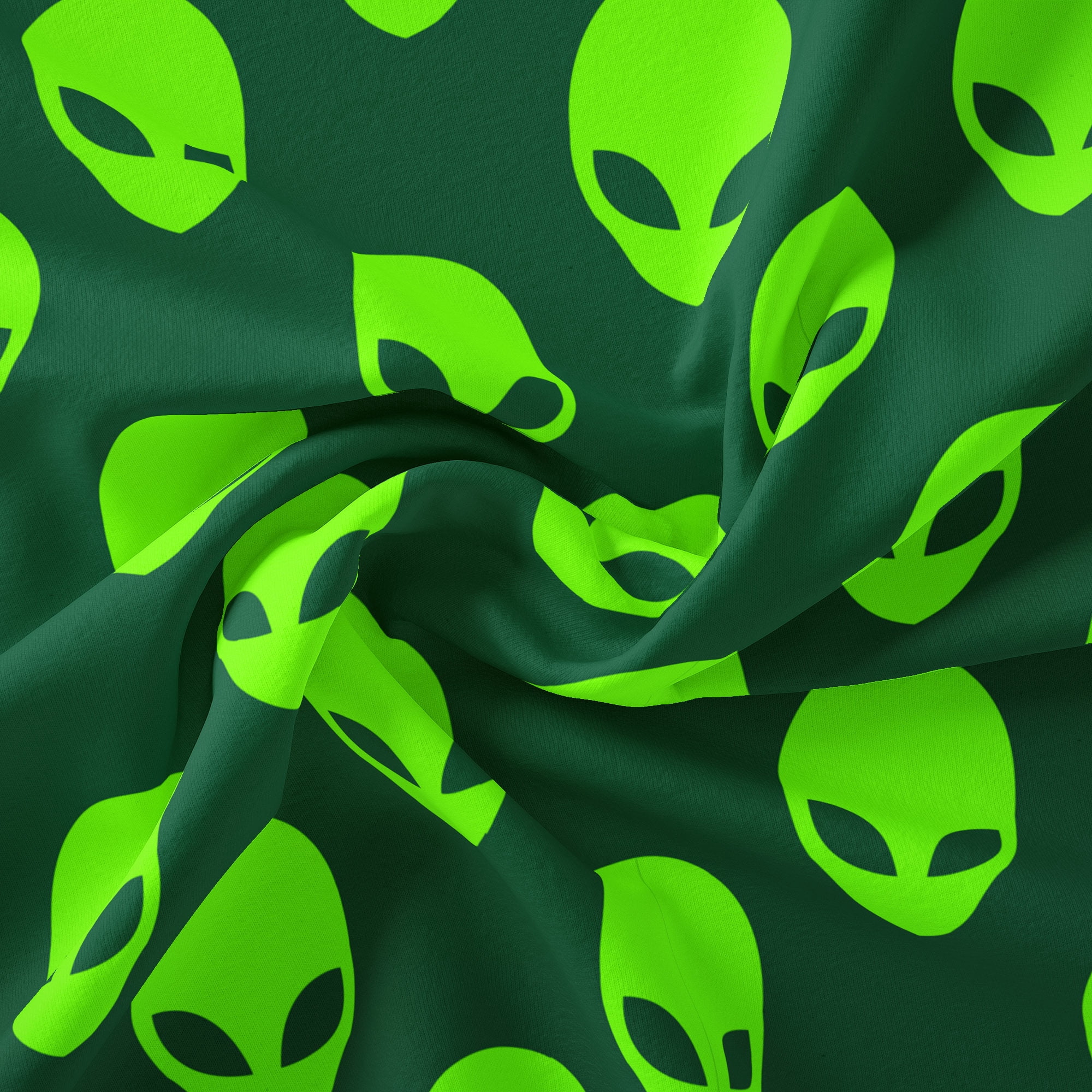 2 Yards 100% Cotton Alien Face, Green, 44" Wide for Crafts by David Textiles