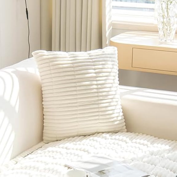 Eryueer Thick Sofa Throw Pillow Cover - 1PC Solid Pillowcase Soft Throw Pillow Case, Pillow Cover for Couch Sofa Home Decoration (White, Pillowcase 45x45 cm)