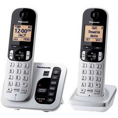 Panasonic DECT 6.0 Expandable Cordless Phone System with Answering Machine and Call Blocking - 2 Handsets (Silver) KX-TG432SK