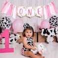 thumbnail image 4 of Pink Farm High Chair Banner for 1st Birthday Girl - Farm Themed First Birthday Party Decorations with Fabric Garland, One Year Old Baby Birthday Photo Props Souvenir Gifts, Barnyard Party Supplies, 4 of 7