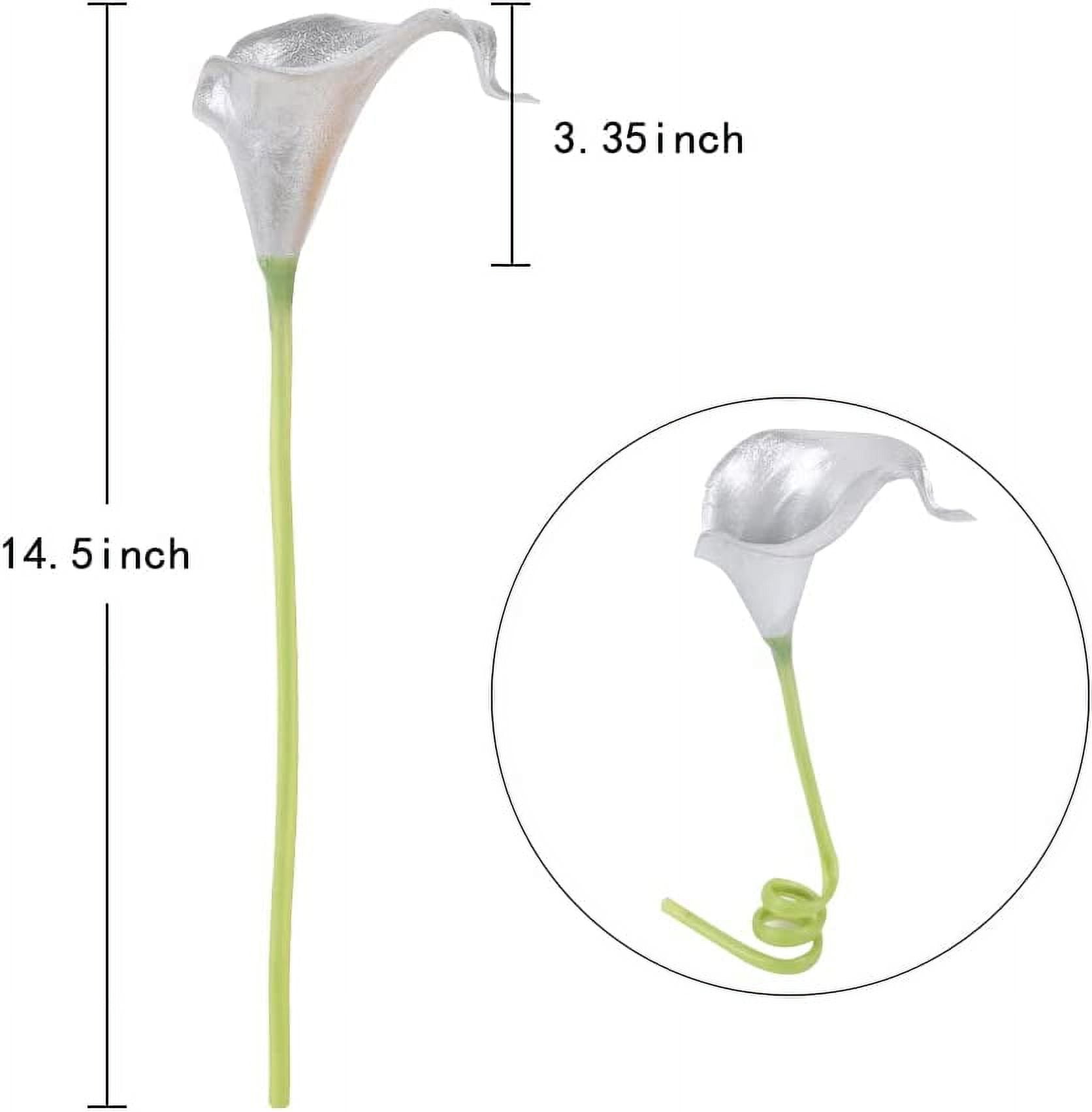 Silver Calla Lily Artificial Flowers, Silver Flowers for DIY Wedding Bouquets Centerpieces Bridal Shower Party Home Flower Arrangement Decorations (Silver)
