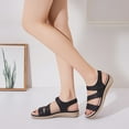thumbnail image 6 of WIZUTIZ Open Toe Sandals for Women Hiking Sandals Women Comfortable Prom Stretch Beach Sandals Pull-On Round Toe Shoes Low Heel (1"-2") Medium Solid Sandals for Ladies Daily Items Black, 6 of 6