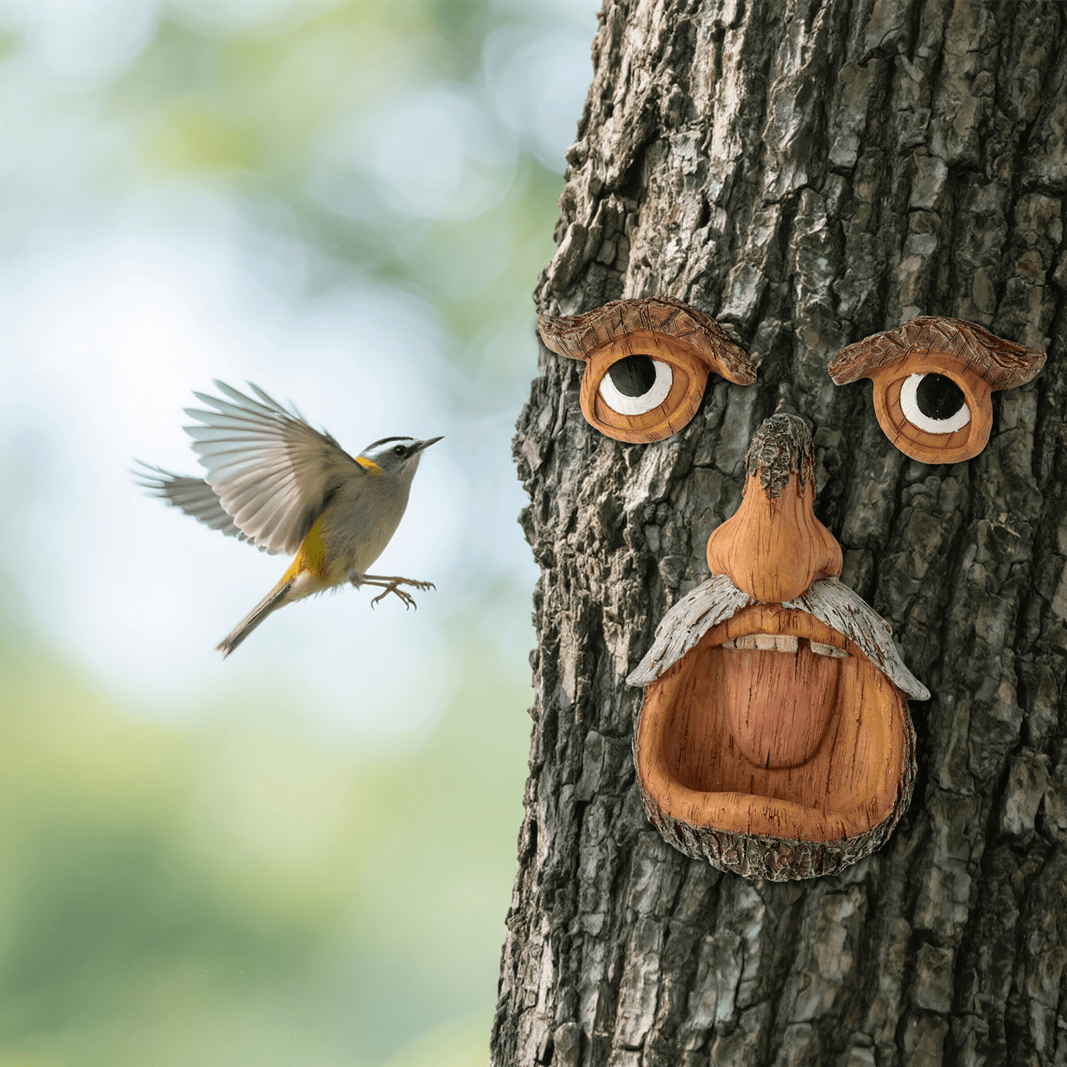 ;MALLMALL6 Tree Face Bird Feeder, Garden Outdoor Decor Yard Art Statue,1pack