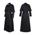 thumbnail image 4 of Disfraz de sacerdote de Halloween con collar cruzado Unisex Hombres Mujeres Sólido Largo Padre Vicar Tomshoo  Negro/S, 4 of 7