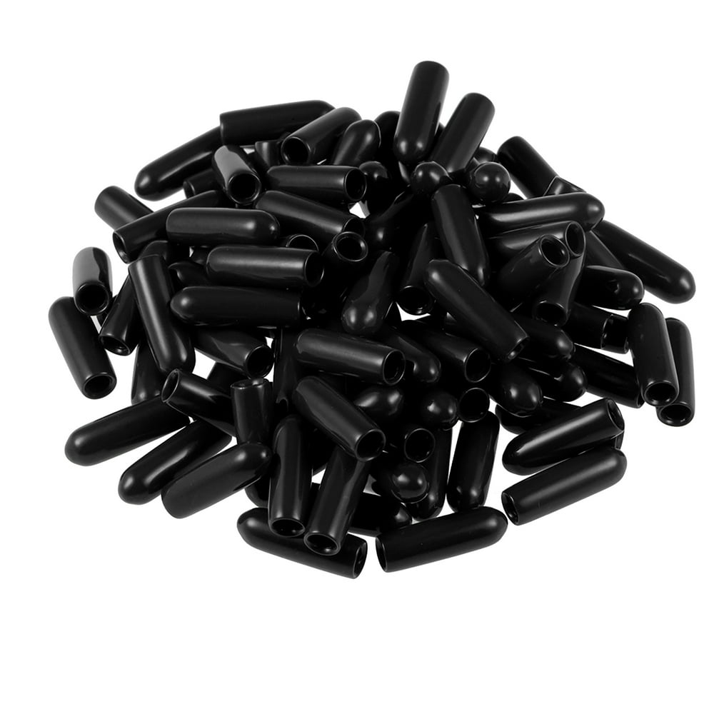 Screw Thread Protectors, 1/8inch ID Rubber Round End Cap Cover Black