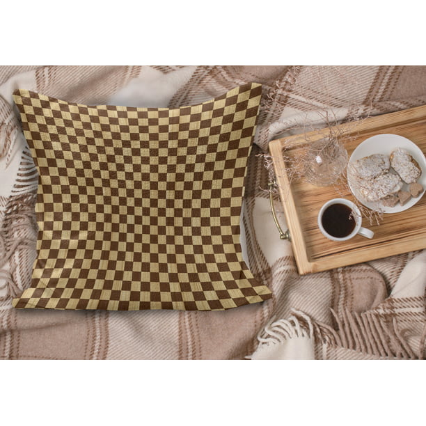 klinke basketball Kridt Checkered Fluffy Throw Pillow Cushion Cover, Empty Checkerboard Wooden Seem  Mosaic Texture Image Chess Game Hobby Theme, Decorative Square Pillow Case,  26" x 26", Brown Pale Brown, by Ambesonne - Walmart.com