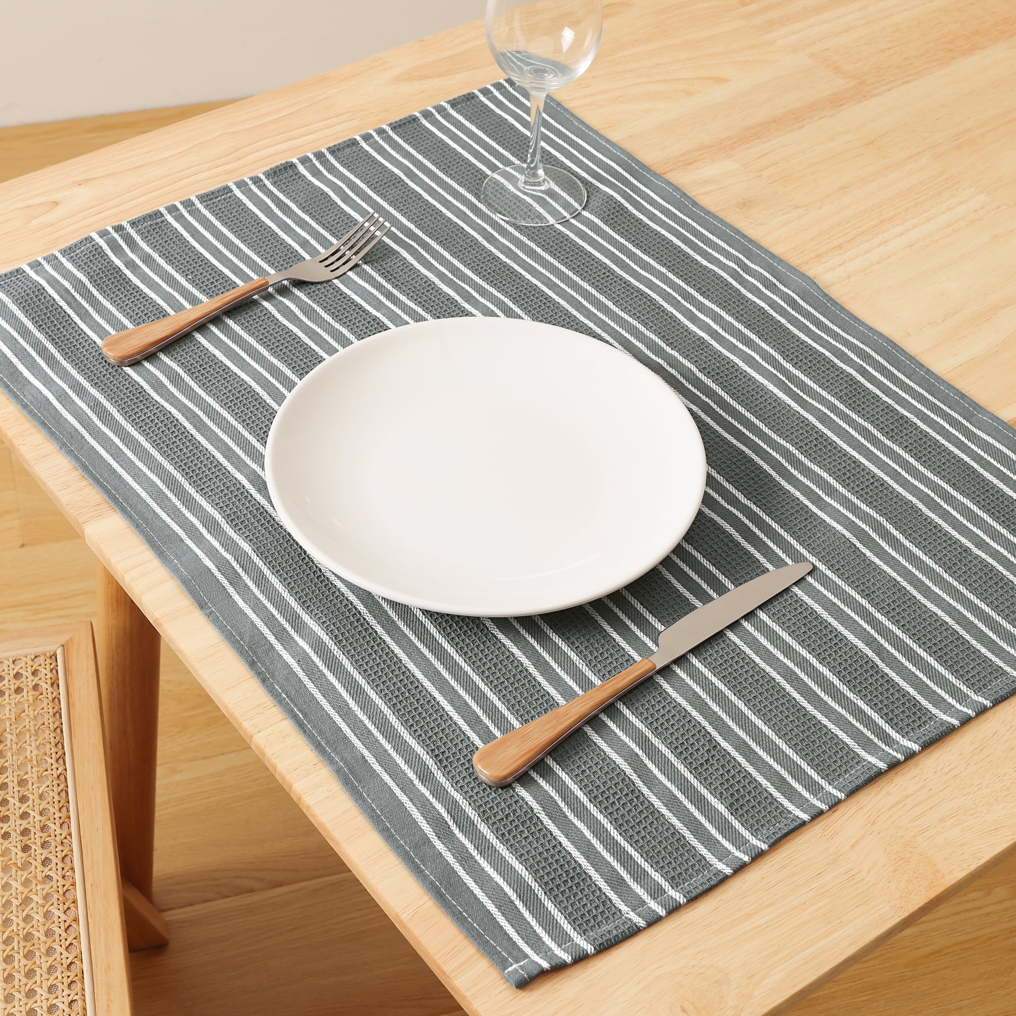 Unique Bargains Striped Kitchen Towels Soft Cotton Dish Towels for Kitchen 26 x 18 Inch Gray 4pk