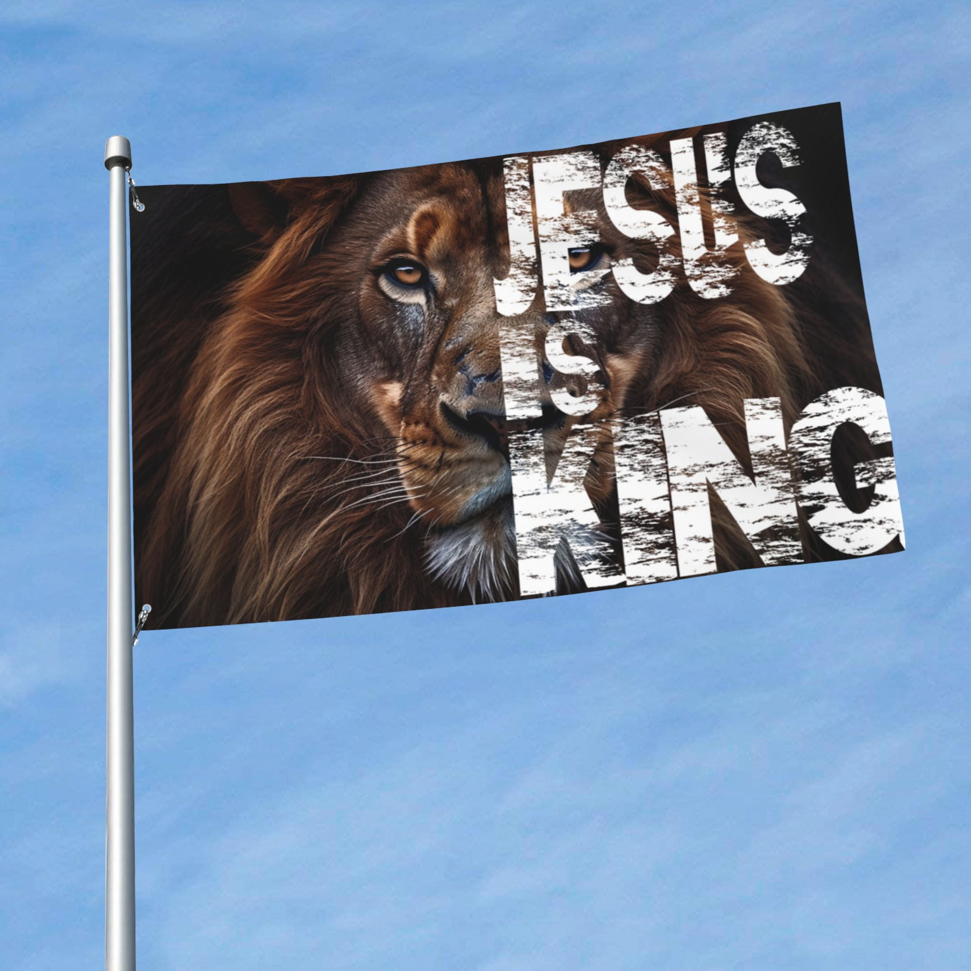 VIVACITE Lion of Judah Flag Jesus Flag Christian Flag 3x5 Outdoor Religous Christian Gifts for Women Faith Based Gifts Prayer Flags Outdoor Christian Garden Decor Church Decor, Jesus Is King