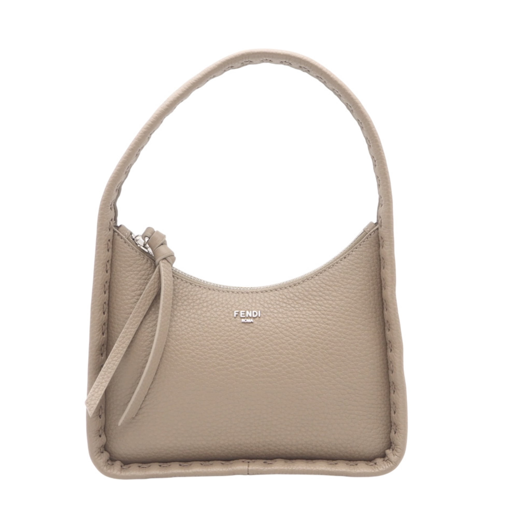 New Prada Argilla Grey Vitello Phenix Leather Double Zip Crossbody