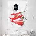 thumbnail image 1 of Food Tapestry, Hand Drawn Watercolor Illustration of Chili Pepper Spicy Ingredient, Wall Hanging for Bedroom Living Room Dorm Decor, 60W X 80L Inches, Fern Green Vermilion Black, by Ambesonne, 1 of 2