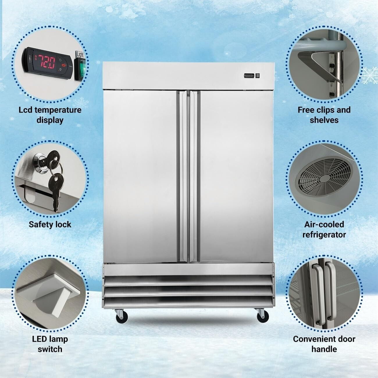 Smad 47 Cu ft Commercial Refrigerator Upright Fridge for Restaurants /Bars /Shops