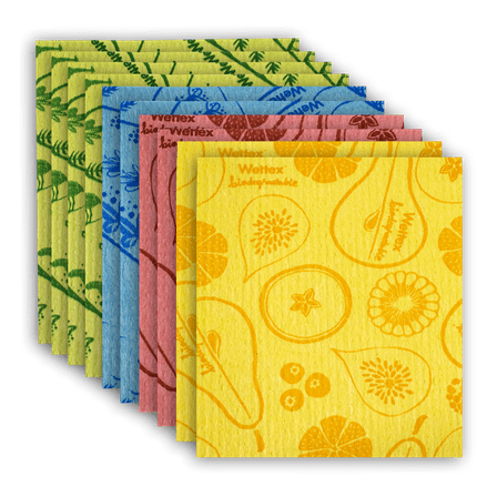 Wettex Swedish dishcloths 14 Pack biodegradable Absorbent dish clothes, reusable Kitchen Towels in Blue, Red, Green, Yellow.