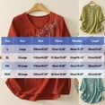 thumbnail image 3 of Taqqpue Cotton Linen Tops for Women Casual Solid Color Crew Neck Roll Up Short Sleeve T-Shirt Loose Fit Shirts Trendy Cute Floral Embroidered Button Blouse Tops, 3 of 9
