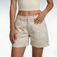 thumbnail image 2 of Women's High Waisted Denim Shorts with Patch Pockets Casual, 2 of 8