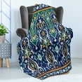 thumbnail image 4 of Moroccan Soft Flannel Fleece Throw Blanket, Oriental Petals Hippie Vintage Mosaic Design, Cozy Plush for Indoor and Outdoor Use, 60" x 80", Blue Mustard, by Ambesonne, 4 of 5