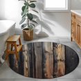 thumbnail image 4 of Black Brown Plank Round Area Rug 4 FT, Non Slip Indoor Outdoor Rug, Vintage Chic Wooden Grain Washable Soft Circular Carpet Non-Shedding Floor Mat for Coffee Table Nursery Foyer Balcony, 4 of 8