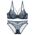 thumbnail image 2 of Levmjia Women Lace Lingerie Set Push Up Bra Panties Set Thin Deep V Cross Back Adjustable Straps Honeymoon Everyday Wear Comfortable Breathable Sleepwear, 2 of 3