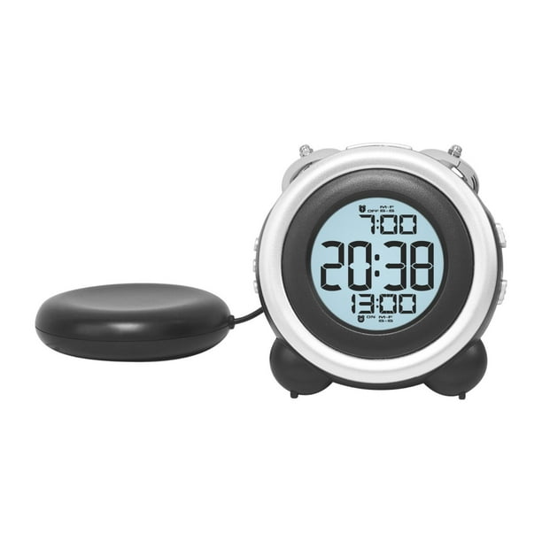 Reloj despertador digital multiusos, práctico, redondo, para el hogar, de escritorio, con 2 configuraciones de alarma para el baño, en el interior, Negro