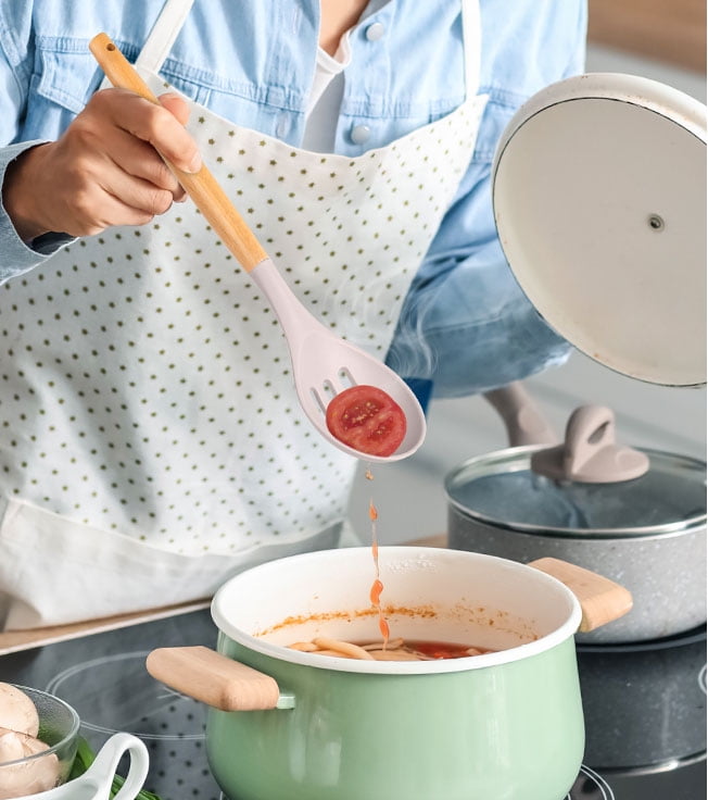 Mainstays Silicone & Bamboo Cooking Utensil Set, 14 Pieces