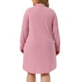 thumbnail image 4 of Unique Bargains Women's Plus Size Button Down Pajama Dress Sleepwear Nightshirt 3X Pink, 4 of 6