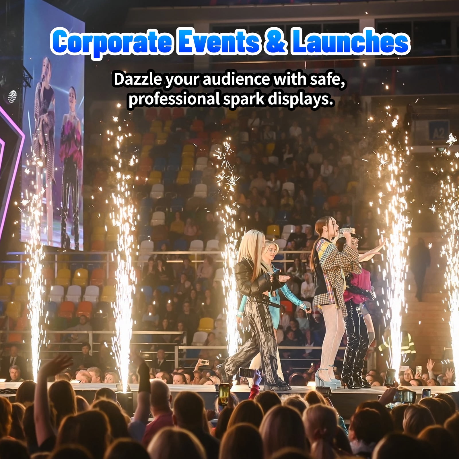 2 PCS 500W Cold Spark Machine DMX512 Firework Machine 6-19ft Adjustable for Wedding Stage Party DJ Disco,Black