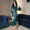 thumbnail image 4 of Pijama de satén para mujer, de verano, de talla grande, ligero, de lujo, con mangas de siete puntos, camisón fresco, bata de baño, ropa de casa para mujer WP2669, 4 of 6