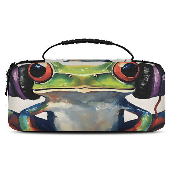 Herdesigns Funny Frog Carry Case Compatible with Nintendo Switch 2, Protective Travel Switch Carrying Case with 20 Game Card Slots for Switch Console & Accessories,Cute
