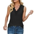 thumbnail image 2 of Sakmal Ladies Tops and Blouses Sleeveless Black V-Neck Lace Solid Tank Tops Plus Size Ladies Shirts, 2 of 5