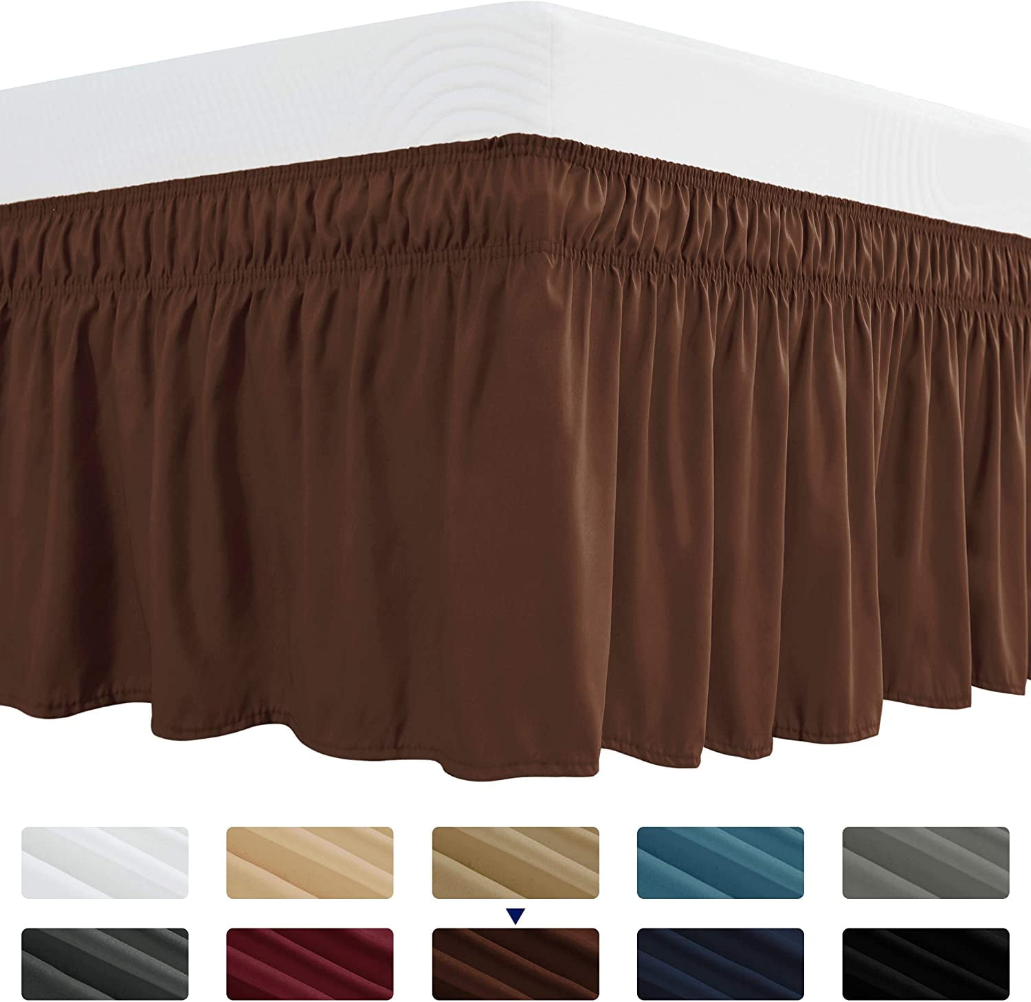 Subrtex Easy Fit Dust Ruffle, Wrap around Bed Skirts with Long Tailored